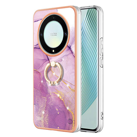 Custodia Silicone Gel Morbida Fantasia Modello Cover con Anello Supporto Y05B per Huawei Honor Magic5 Lite 5G Lavanda