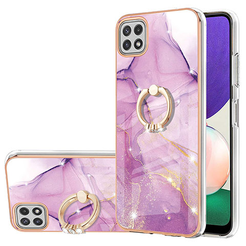 Custodia Silicone Gel Morbida Fantasia Modello Cover con Anello Supporto Y05B per Samsung Galaxy A22 5G Lavanda