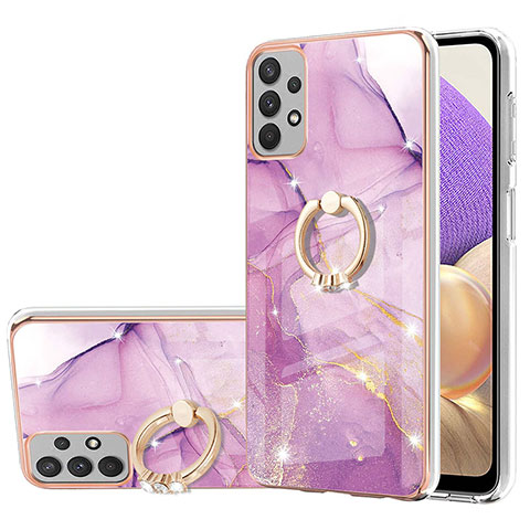 Custodia Silicone Gel Morbida Fantasia Modello Cover con Anello Supporto Y05B per Samsung Galaxy A23 5G Lavanda