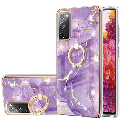 Custodia Silicone Gel Morbida Fantasia Modello Cover con Anello Supporto Y05B per Samsung Galaxy S20 FE 5G Viola