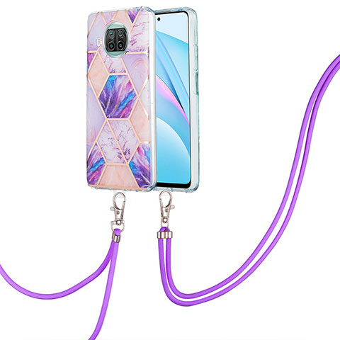 Custodia Silicone Gel Morbida Fantasia Modello Cover con Cinghia Cordino Mano Y01B per Xiaomi Mi 10T Lite 5G Lavanda