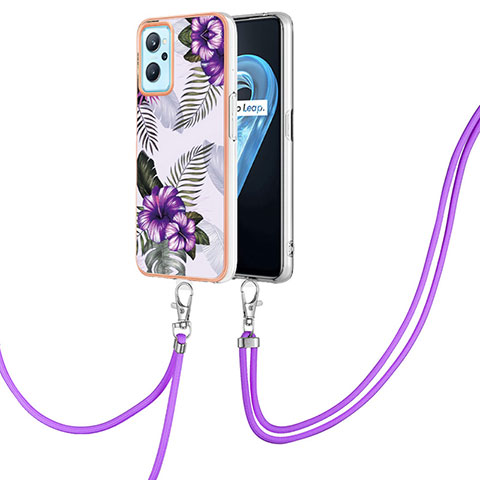 Custodia Silicone Gel Morbida Fantasia Modello Cover con Cinghia Cordino Mano Y03B per Oppo K10 4G Viola