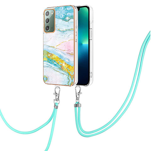 Custodia Silicone Gel Morbida Fantasia Modello Cover con Cinghia Cordino Mano Y05B per Samsung Galaxy Note 20 5G Colorato