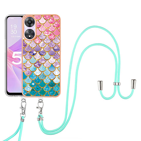 Custodia Silicone Gel Morbida Fantasia Modello Cover con Cinghia Cordino Mano YB3 per Oppo A78 5G Colorato