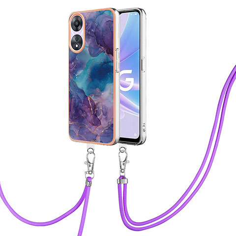 Custodia Silicone Gel Morbida Fantasia Modello Cover con Cinghia Cordino Mano YB7 per Oppo A78 5G Viola