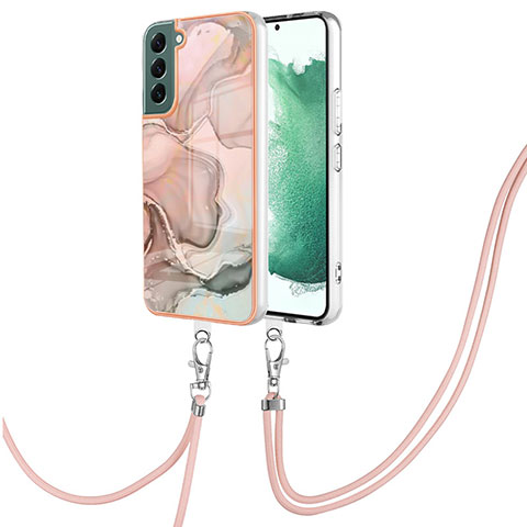 Custodia Silicone Gel Morbida Fantasia Modello Cover con Cinghia Cordino Mano YB7 per Samsung Galaxy S22 5G Rosa