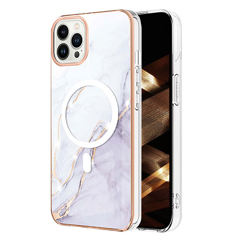 Custodia Silicone Gel Morbida Fantasia Modello Cover con Mag-Safe Magnetic per Apple iPhone 13 Pro Bianco