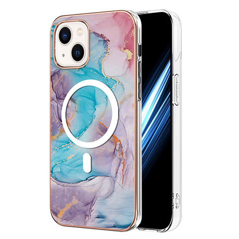 Custodia Silicone Gel Morbida Fantasia Modello Cover con Mag-Safe Magnetic per Apple iPhone 14 Plus Blu