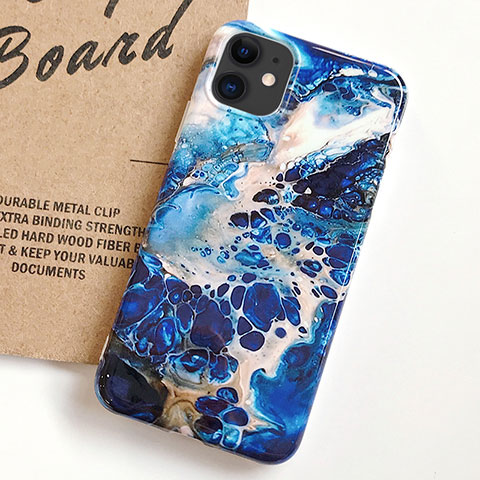 Custodia Silicone Gel Morbida Fantasia Modello Cover S03 per Apple iPhone 11 Blu