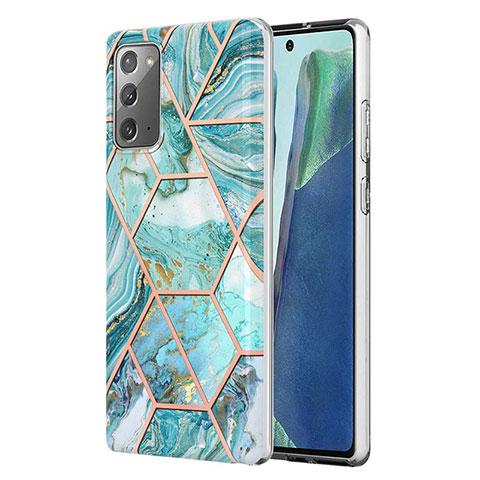 Custodia Silicone Gel Morbida Fantasia Modello Cover Y01B per Samsung Galaxy Note 20 5G Verde Pastello
