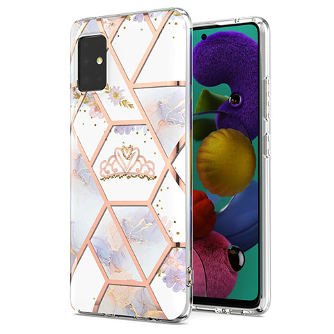 Custodia Silicone Gel Morbida Fantasia Modello Cover Y02B per Samsung Galaxy A51 5G Grigio