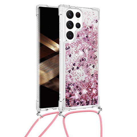 Custodia Silicone Gel Morbida Fantasia Modello Cover Y03B per Samsung Galaxy S24 Ultra 5G Oro Rosa