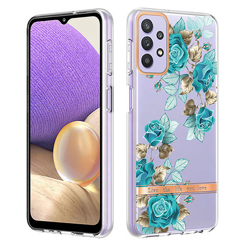 Custodia Silicone Gel Morbida Fantasia Modello Cover Y06B per Samsung Galaxy A23 5G Ciano