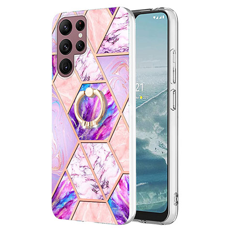 Custodia Silicone Gel Morbida Fantasia Modello Cover Y13B per Samsung Galaxy S21 Ultra 5G Lavanda