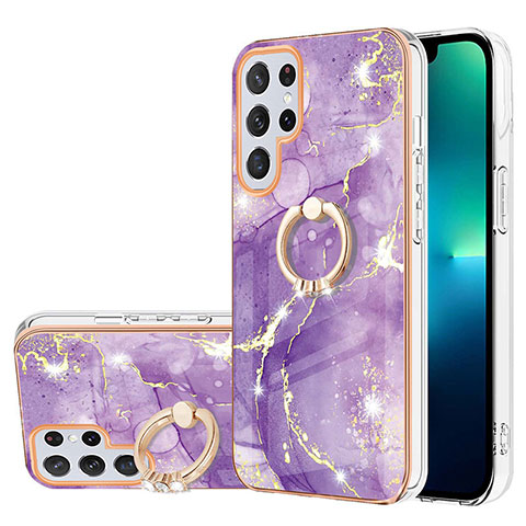 Custodia Silicone Gel Morbida Fantasia Modello Cover Y16B per Samsung Galaxy S21 Ultra 5G Viola