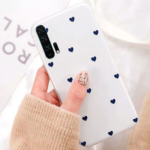 Custodia Silicone Gel Morbida Fiori Cover K02 per Huawei Honor 20 Pro Bianco