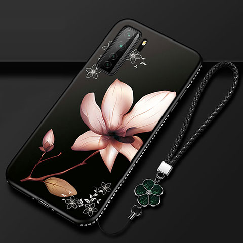 Custodia Silicone Gel Morbida Fiori Cover K02 per Huawei Nova 7 SE 5G Marrone