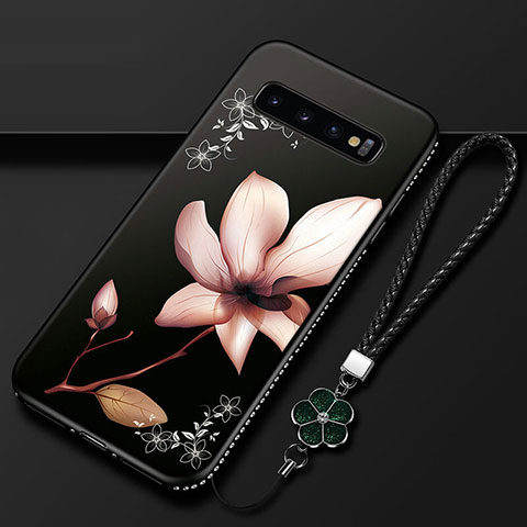 Custodia Silicone Gel Morbida Fiori Cover K03 per Samsung Galaxy S10 Plus Marrone