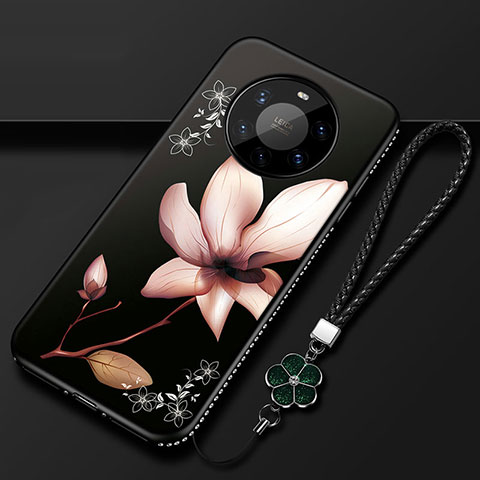 Custodia Silicone Gel Morbida Fiori Cover per Huawei Mate 40 Pro+ Plus Marrone