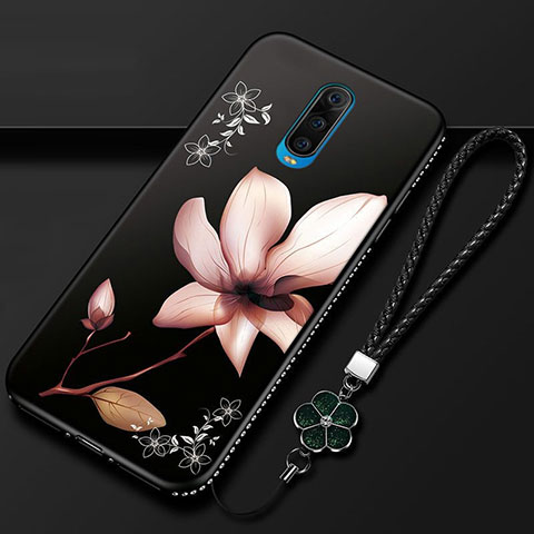 Custodia Silicone Gel Morbida Fiori Cover per Oppo R17 Pro Marrone