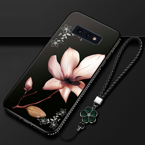 Custodia Silicone Gel Morbida Fiori Cover per Samsung Galaxy S10e Marrone