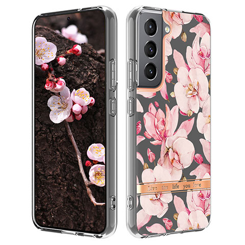 Custodia Silicone Gel Morbida Fiori Cover per Samsung Galaxy S21 Plus 5G Rosa