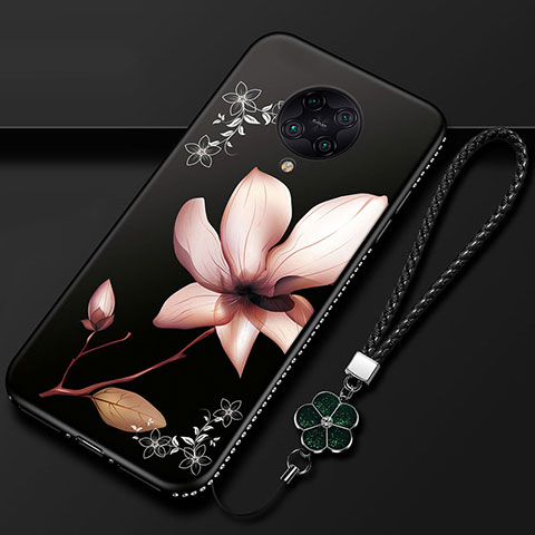 Custodia Silicone Gel Morbida Fiori Cover per Xiaomi Redmi K30 Pro Zoom Nero