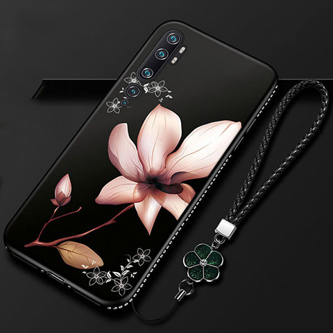 Custodia Silicone Gel Morbida Fiori Cover S01 per Xiaomi Mi Note 10 Marrone