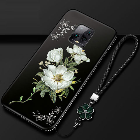 Custodia Silicone Gel Morbida Fiori Cover S01 per Xiaomi Redmi 10X Pro 5G Bianco