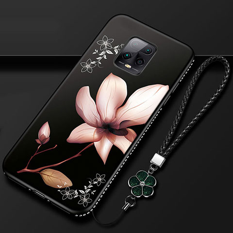 Custodia Silicone Gel Morbida Fiori Cover S01 per Xiaomi Redmi 10X Pro 5G Marrone