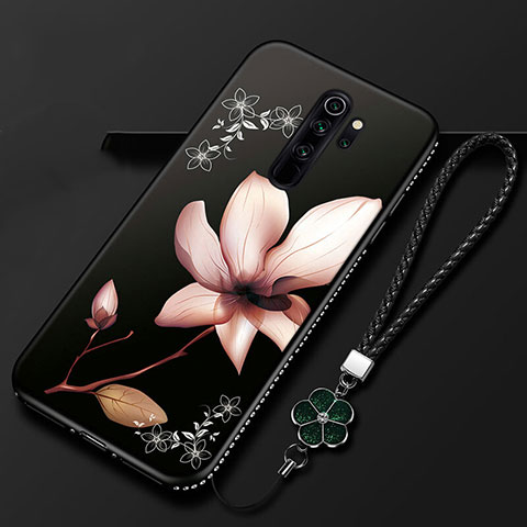 Custodia Silicone Gel Morbida Fiori Cover S01 per Xiaomi Redmi Note 8 Pro Marrone