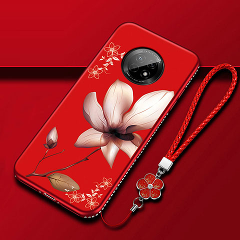 Custodia Silicone Gel Morbida Fiori Cover S02 per Huawei Enjoy 20 Plus 5G Rosso