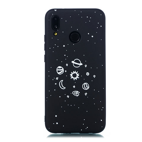 Custodia Silicone Gel Morbida Mistica Luna Stelle Cover per Huawei P20 Lite Nero