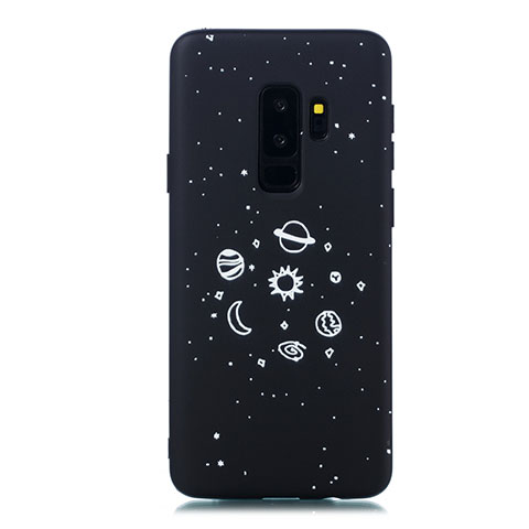 Custodia Silicone Gel Morbida Mistica Luna Stelle Cover per Samsung Galaxy S9 Plus Nero
