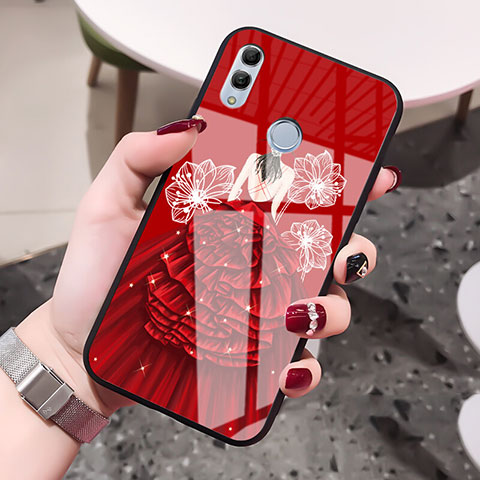 Custodia Silicone Laterale Abito Ragazza Specchio Cover per Huawei Honor 10 Lite Rosso