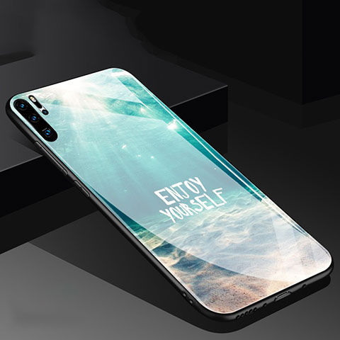 Custodia Silicone Laterale Fantasia Modello Specchio Cover per Huawei P30 Pro Ciano