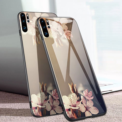 Custodia Silicone Laterale Fiori Specchio Cover per Huawei P30 Pro Oro