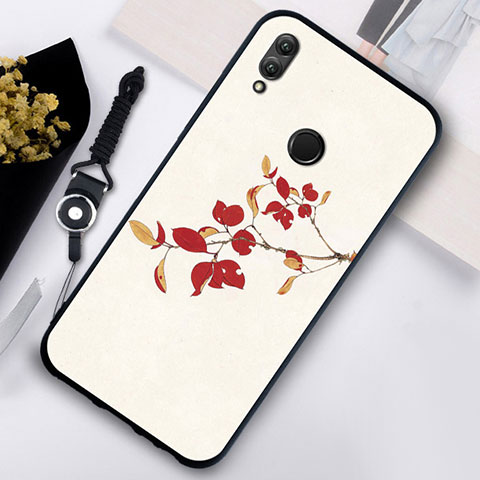 Custodia Silicone Laterale Fiori Specchio Cover S02 per Huawei Honor 10 Lite Rosso