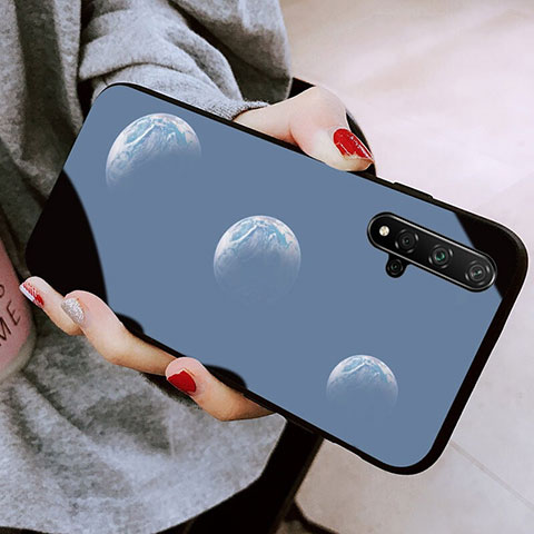 Custodia Silicone Laterale Mistica Luna Stelle Specchio Cover S01 per Huawei Nova 5T Nero