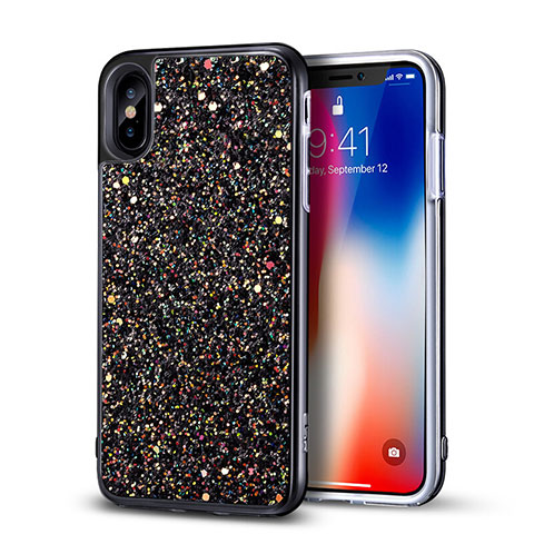 Custodia Silicone Morbida Bling Bling per Apple iPhone Xs Max Nero