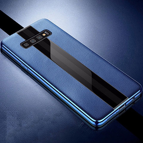 Custodia Silicone Morbida In Pelle Cover A01 per Samsung Galaxy S10 Blu