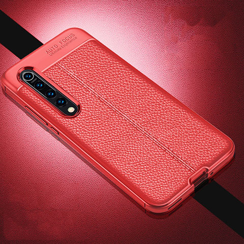 Custodia Silicone Morbida In Pelle Cover A01 per Xiaomi Mi 10 Rosso