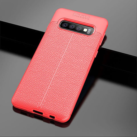 Custodia Silicone Morbida In Pelle Cover A02 per Samsung Galaxy S10 Plus Rosso