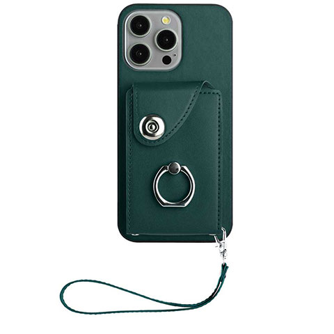 Custodia Silicone Morbida In Pelle Cover BF1 per Apple iPhone 14 Pro Verde Notte