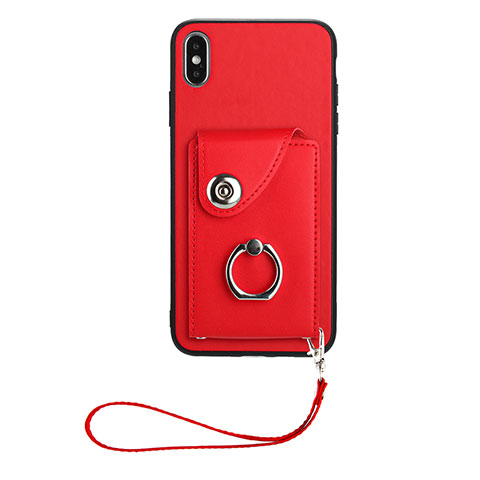 Custodia Silicone Morbida In Pelle Cover BF1 per Apple iPhone X Rosso