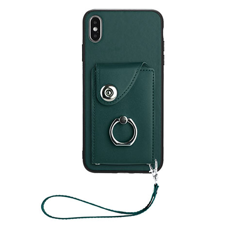 Custodia Silicone Morbida In Pelle Cover BF1 per Apple iPhone X Verde Notte