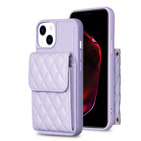 Custodia Silicone Morbida In Pelle Cover BF3 per Apple iPhone 13 Lavanda