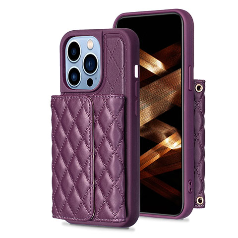 Custodia Silicone Morbida In Pelle Cover BF3 per Apple iPhone 14 Pro Viola