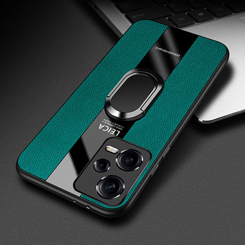 Custodia Silicone Morbida In Pelle Cover con Magnetico Anello Supporto PB1 per Xiaomi Redmi Note 12 Pro 5G Verde