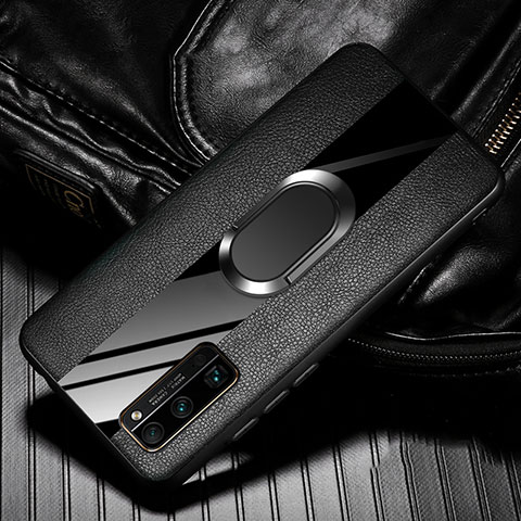 Custodia Silicone Morbida In Pelle Cover con Magnetico Anello Supporto per Huawei Honor 30 Pro+ Plus Nero